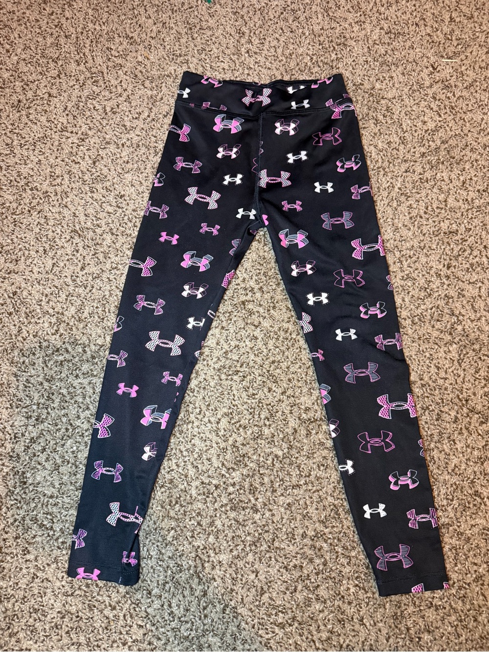 Under Armour Black Leggings with Pink Logo Print